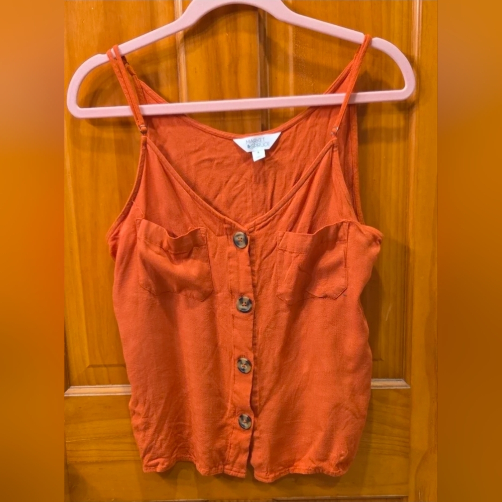 Market & Spruce Rust Button-Front Tank Top
